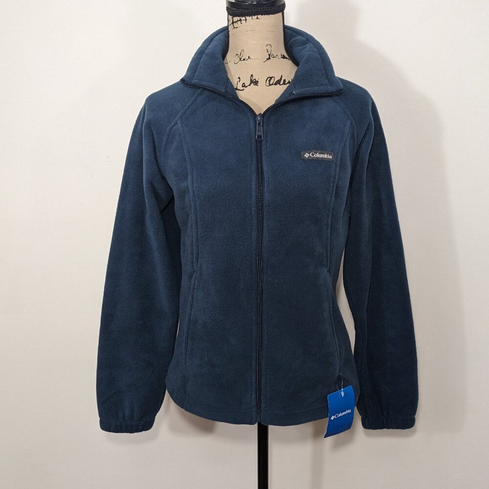 NWT Columbia Womens Full Zip Fleece Jacket Blue Teal  Pockets Sweatshirt M